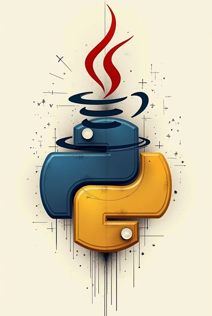 Create a tattoo proposal that masters the essence of the Java and Python programming language logos.
