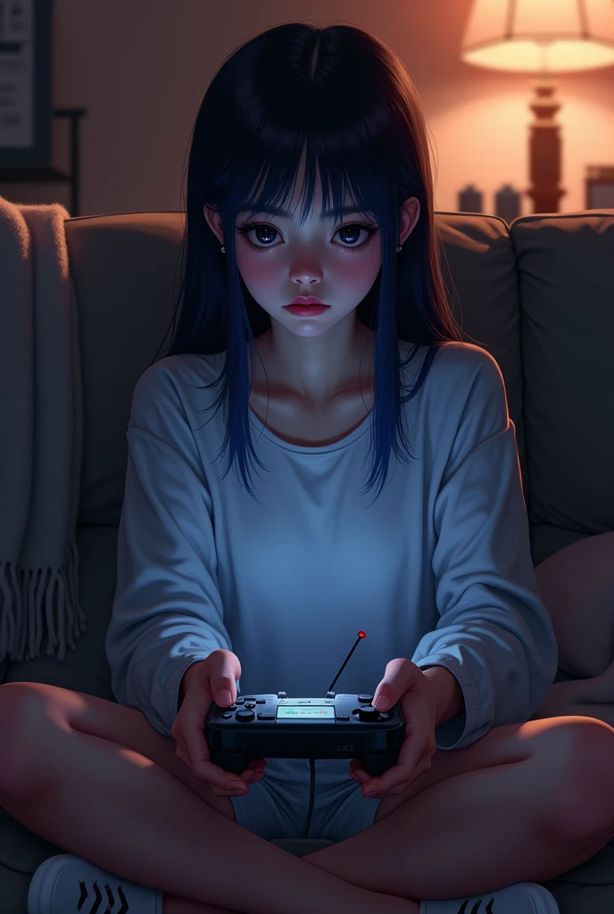 While bluesar she feels bored and playing an ps2 games
