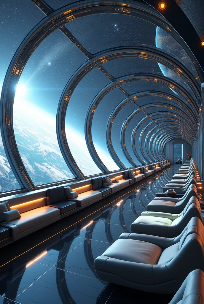Spaceship、For tourism、All-round glass、Window glass on the floor、Sense of luxury、noon