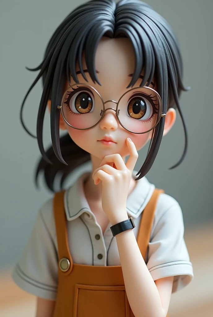 Anime style, cute, ultra hd, little girl smile while wearing glass