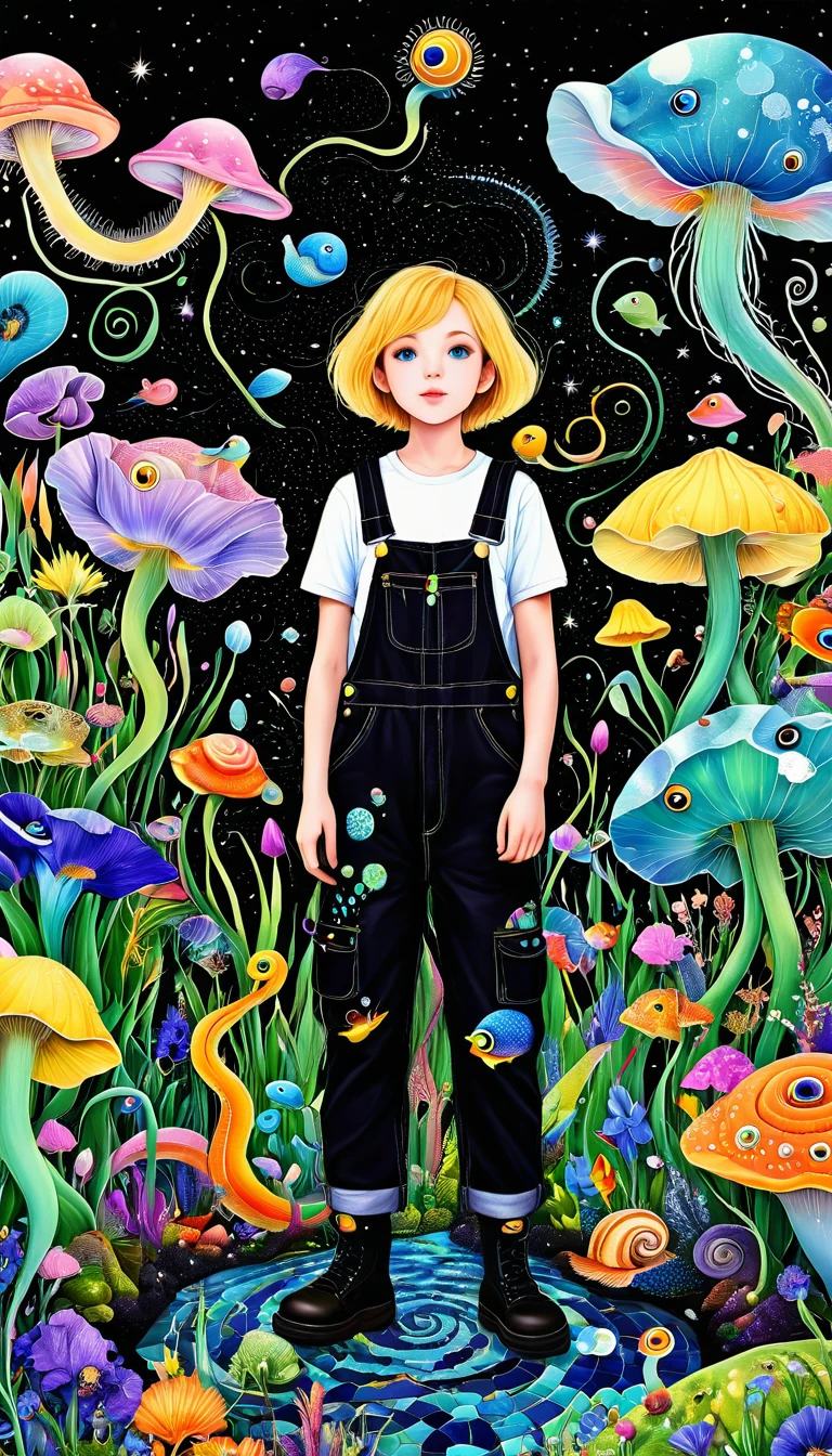 1snails小屋,Artist from the stars,Colorful black,A World of Color,dopamine,mouth,cloud、snails、iris、fish、Tentacles、bird、eye、diatom,Abstract Mosaic,Autistic people々Depicting the inner world of,Spatial Sense,blank,interesting,Innocence,Psychedelic Art,Black overalls