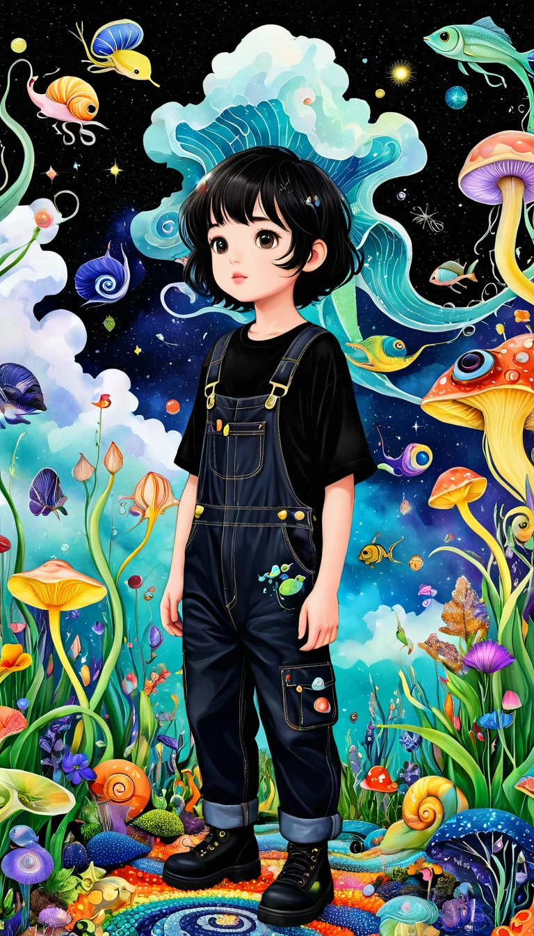 1snails小屋,Artist from the stars,Colorful black,A World of Color,dopamine,mouth,cloud、snails、iris、fish、Tentacles、bird、eye、diatom,Abstract Mosaic,Autistic people々Depicting the inner world of,Spatial Sense,blank,interesting,Innocence,Psychedelic Art,Black overalls