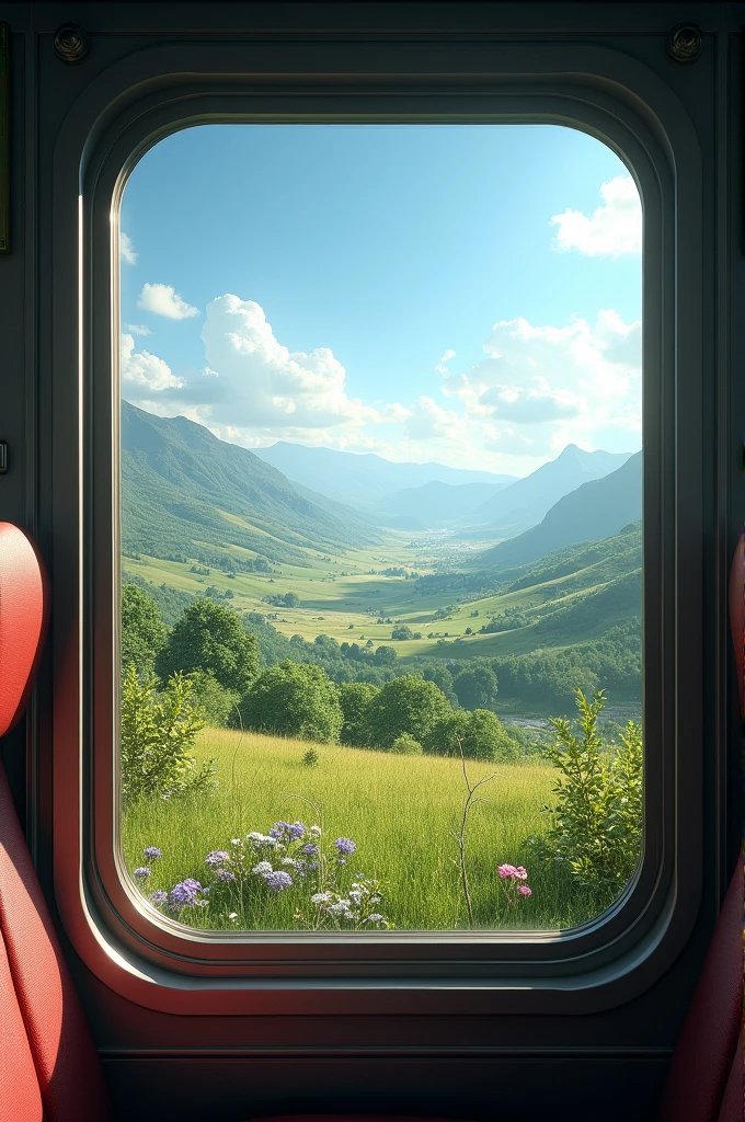 The scenery outside the train window , Landscape photos ,Truly rendered, with a sense of realism --ar 9:16 --style raw --stylize 750 --v 6.
