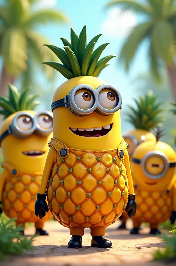 Minions wearing pineapple costume