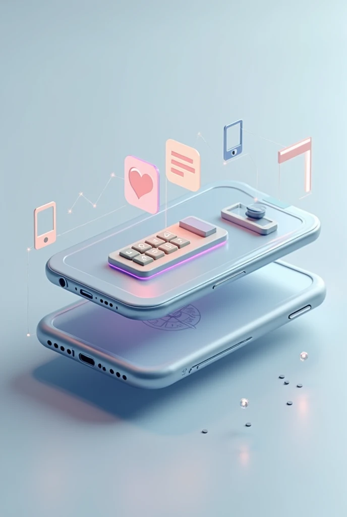 Create an app icon image by combining a cell phone, a calculator, and a microphone