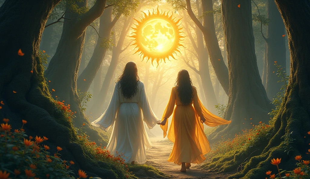 The journey of Surya and Chandra was not easy. They first had to pass through a dense forest, which had many wild animals and poisonous plants. Many times they faced difficulties on the way through the forest, such as deep pits and hollow trees.