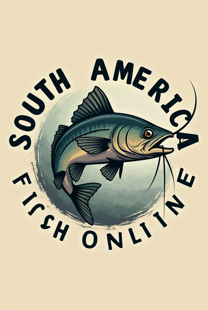 Logo de um clube de pesca com a sigla South America Fishing Online. The fish needs to be a catfish.
