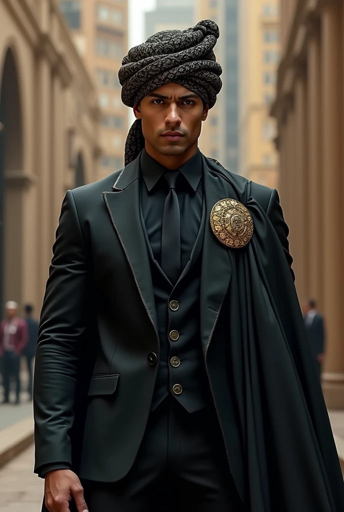 Homelander with black suit and arabian turban