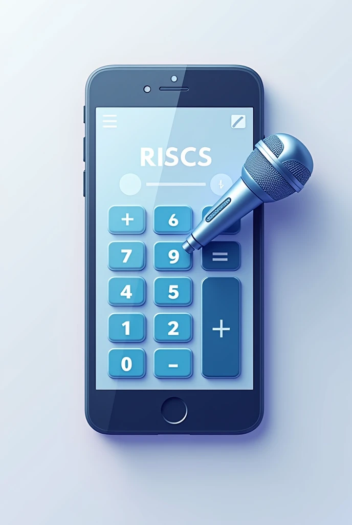 Criar uma imagem de ícone de aplicativos com a junção de um celular e uma calculadora  e um microfone 🎙️