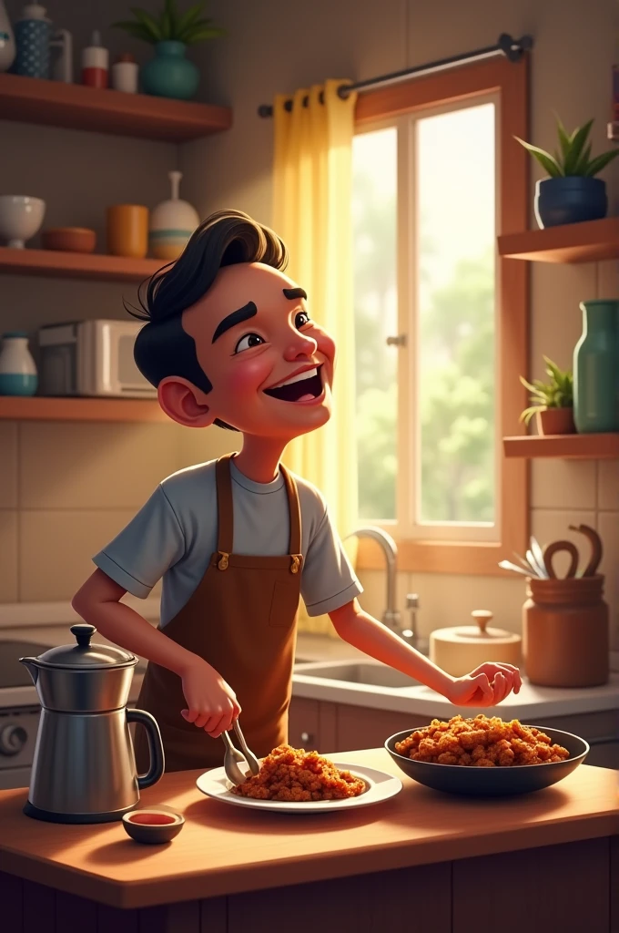From the kitchen, the tantalizing aroma of freshly brewed coffee and sizzling tocino mingled with the sounds of Nunoy's cheerful humming as he set the table.
