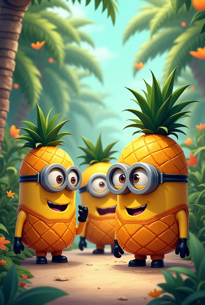 (Drawing) Minions wearing pineapple costume