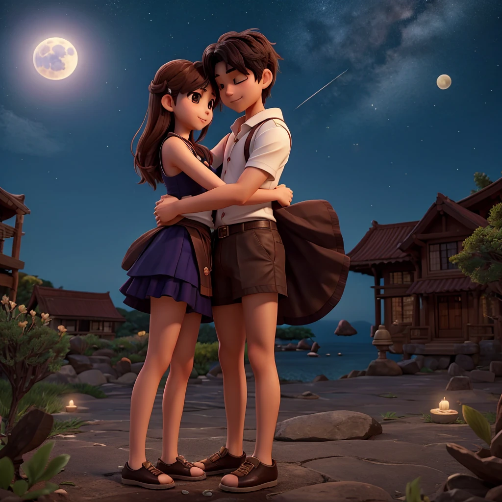 It ends with a shot of Kohi and Shin embracing each other under the moonlight, symbolizing their renewed love and hope for the future they will create together.