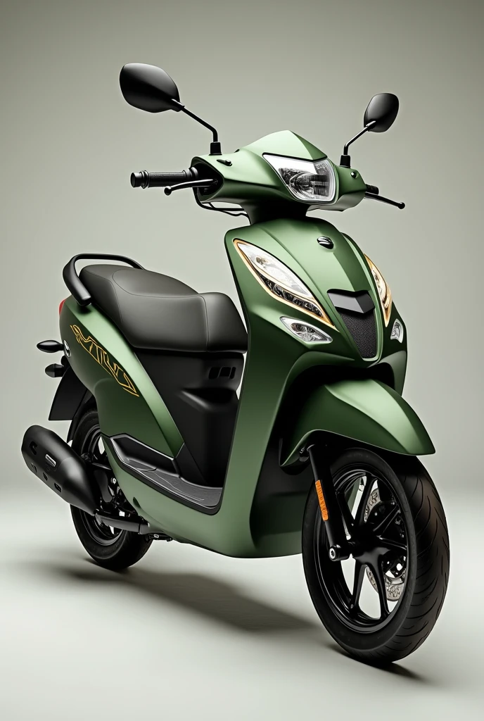 Suzuki Access 125 with matt green body with gloden metallic alloy