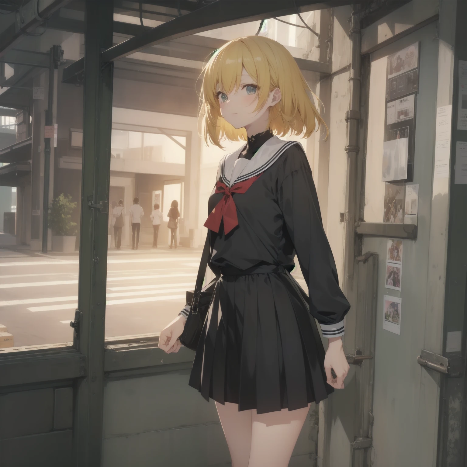 ultra-absurdres-Top quality by artist God, ultra-detailed, high resolution, anime moe artstyle, best anime 8k konachan wallpaper, pixiv contest winner, pool:2810, perfect anatomy,break, 1girl, (Please draw a girl walking sleepily to school alone. )break,(Solo,little female,13yo:1.3),Full limbs, complete fingers,a junior high school student, (very short hair), short cut, flat chest, , small butt, small black eyes, beautiful detailed eyes, well-proportioned iris and pupils, expressive eyes, highres detailed hair, soft expression, salor school_uniform, sailor collar, serahuku, bow, pleated skirt,(Detailed Lighting), (Detailed background), in the School commute route. break,super detailed skin, Best cinematic lighting powered by famous artist, 8k,beauty illustration,photoshop_(medium),very aesthetic,break,((artist:mery_(yangmalgage) )), artist:clamp ,artist:carnelian ,artist:kantoku ,
