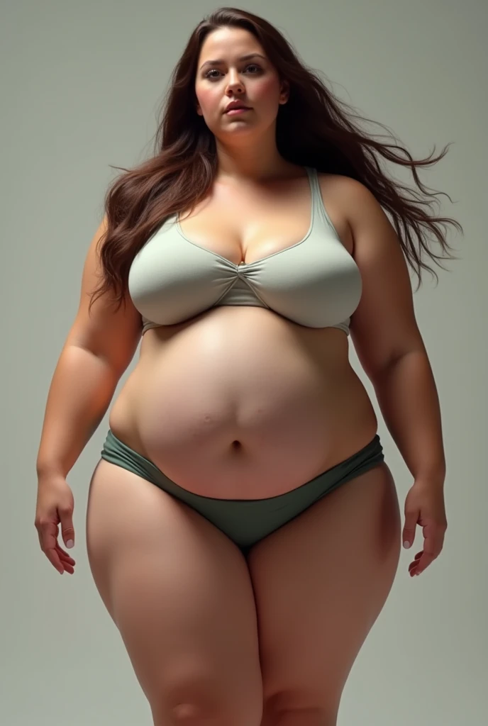 masterpiece, best quality, Super Detail, 4K, 1 girl, extremely fat, ssbbw, unhumanly large breasts, enges Tanktop, short shorts, Brown hair, Very fat belly and fat legs, Long hair