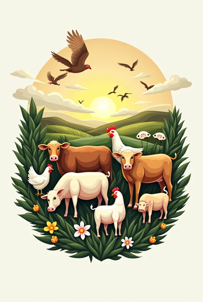 Image with various animals and birds in an agricultural company logo