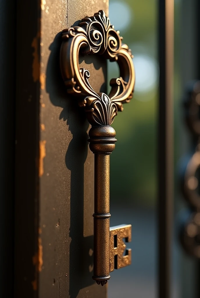a gate key, She's very pretty, detailed, in bronze color