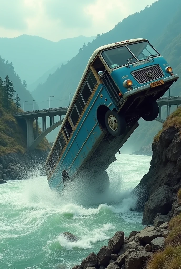 Youtube thumbnail for bus accidents in nepal at trisuli river bridge where bus is jumping on river