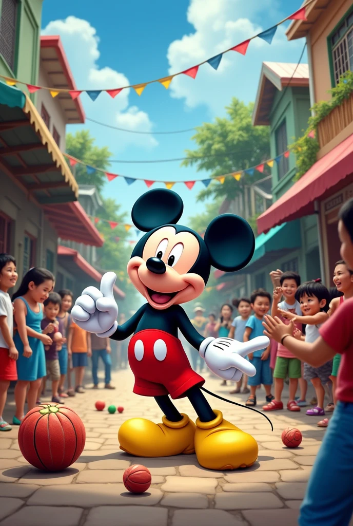 Mickey mouse playing pinoy street games


