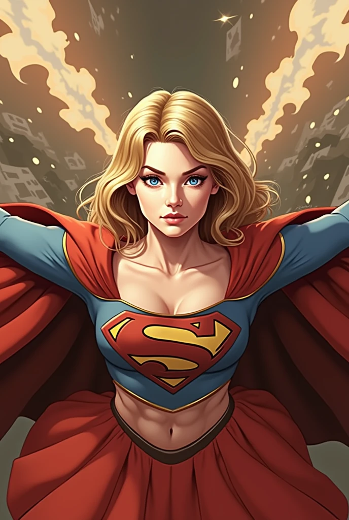 Supergirl, above city, gearing up for battle, detailed artistic photography, beautifull detailed face, dreamers, sheening, back-illuminated, glamour, sheen, eyeshadows, oil on canvas, brush strokes, soft, ultra high definition, 8k, unreal motor 5, Ultra Sharp Focus, artgerm, lazy, sf, intrikate art masterpiece, threatening, matte paint movie poster, golden ratio, trends in cg society, intrikate, epic, highy detailed, Vibrant, production of rendering of cinematic characters, ultra high quality model  