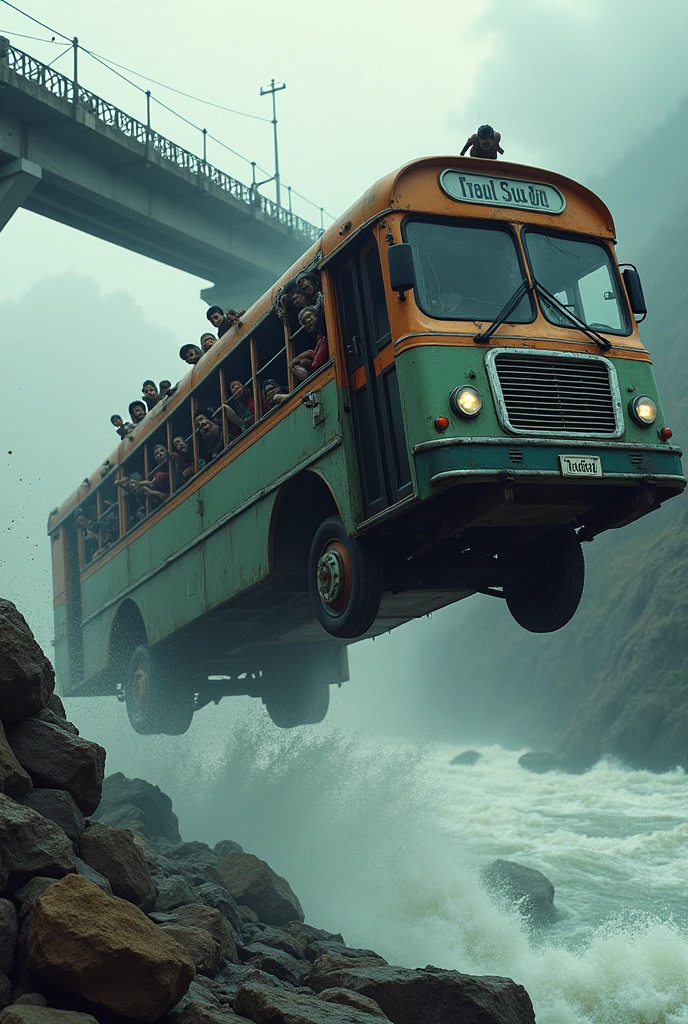 Youtube thumbnail for bus accidents in nepal at trisuli river bridge where bus is jumping on river and people are trying to get out from bus windows