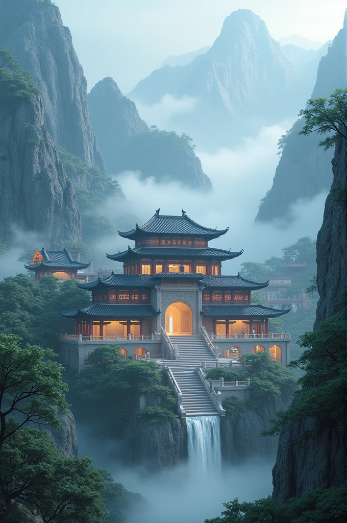 Silver Rain Clan, Chinese style building, color, gray, silver