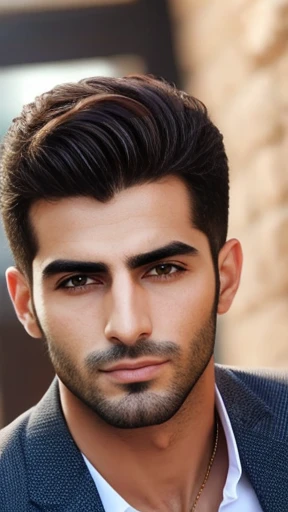 A handsome Lebanese man focus on his face