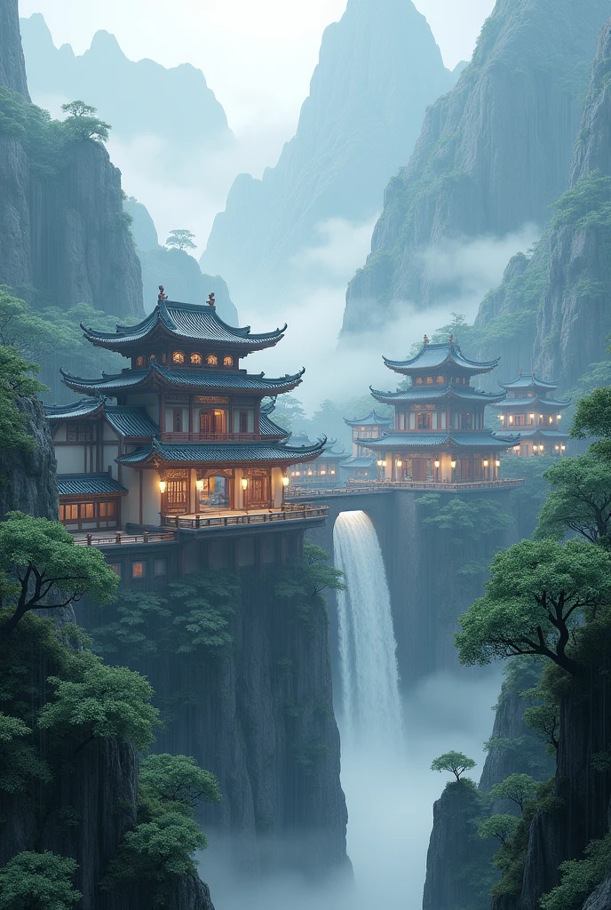 Silver Rain Clan, Chinese style building, color, gray, silver