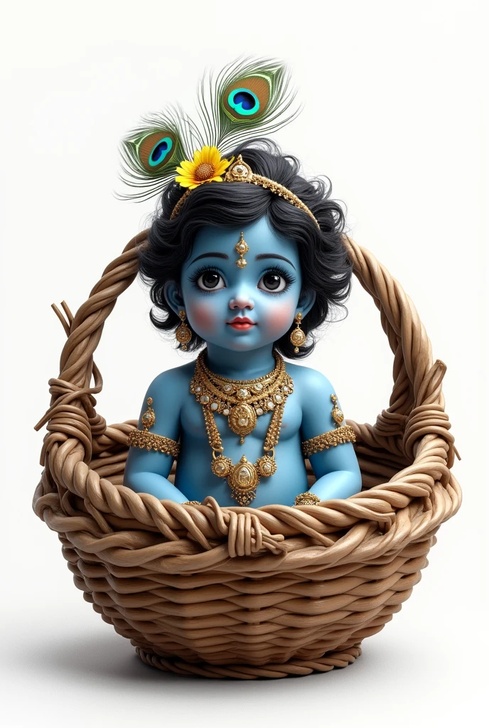 Lord krishna in Basket with white background