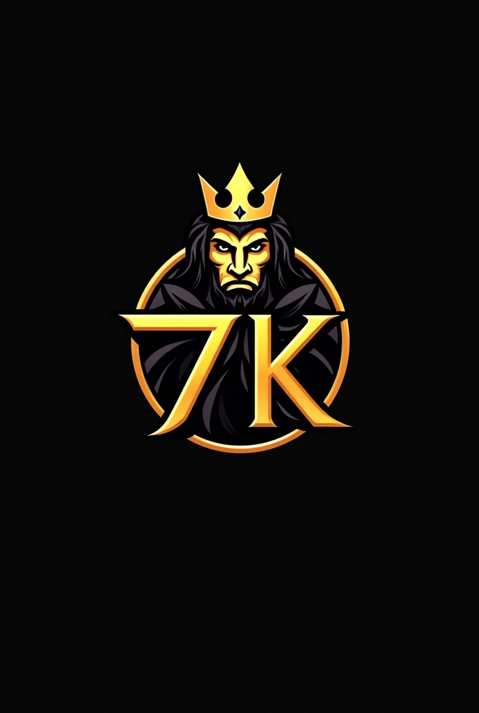Logo in gold and black colors written 7k with a king's face and a crown in gold and a circle around me