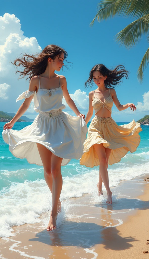 Girls in skirts don't wear underwear sea