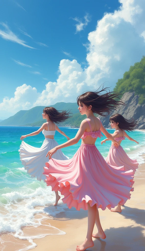 Girls in skirts don't wear underwear sea