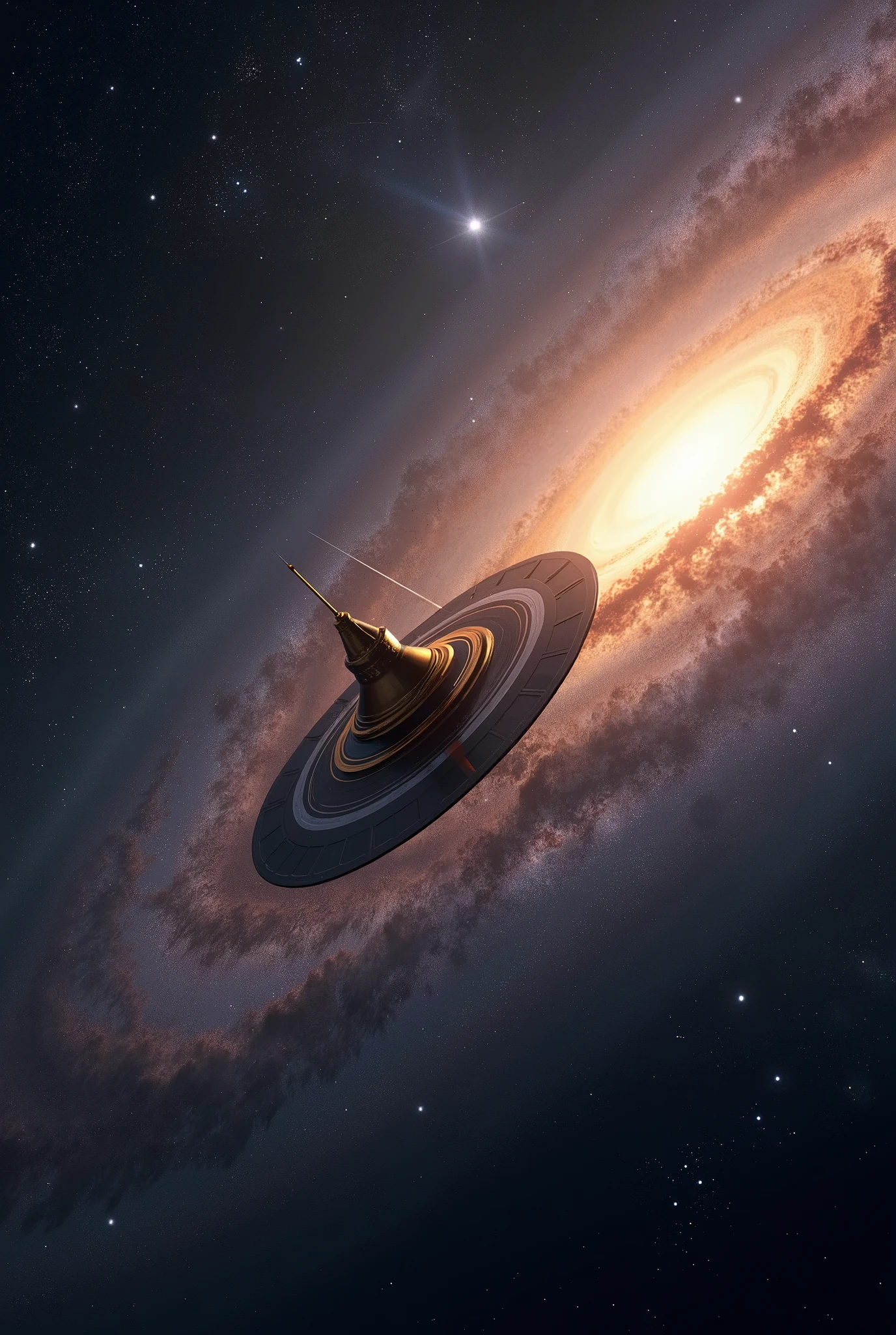 8K high definition image and extreme realism of the Voyager probe leaving the Milky Way.. Hyper realistic image of the Milky Way