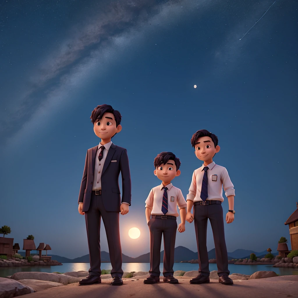It ends with a shot of Mr. Kohi and Mr. Shin embracing each other under the moonlight.