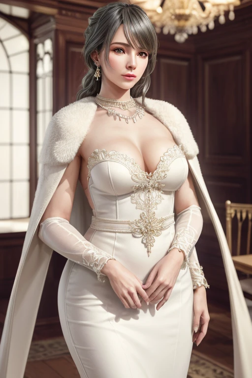 (8K,Ultra-clear photos),offcial art,Unity ,Wallpapers,ultra - detailed,aestheticly pleasing,big breasts beautiful,tmasterpiece,best qualtiy,(Ultra-realistic skin texture),fully body photo,Ultra-realistic textile textures,
downy, atmospurate, warm, romanticism lain, blissful, Literary, Artistically, Fashionab, victorian age, decor, iintricate, ironwork,( white lace chemise,Lace sand cape,white wedding gown,light yarn,Lace sand long dress), Contemplative, emotive depth, supranatural,ssmile,Bigchest,