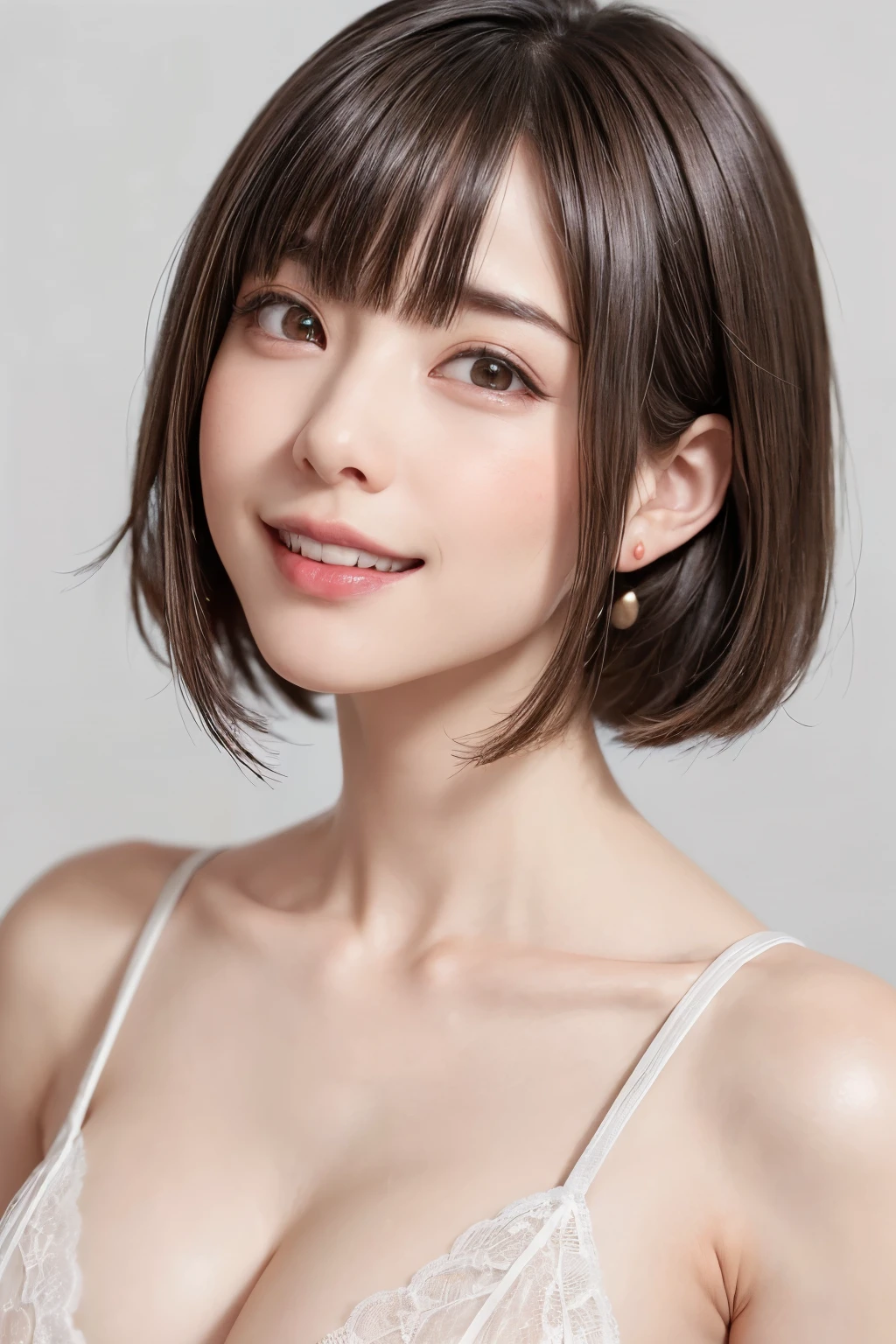 (software:1.8、masterpiece, Highest quality),1 person, alone, hyper Realistic, Realistic,Realistic, Looking at the audience, Light brown eyes:1.4,Brunette Short Bob Hair with highly detailed shiny hair, Brightly colored winter clothes, Lepangas:1.4), Outdoor, Mouth closed, Upper Body、big chest eye、eyelash、{Hugeな|big chest|Hugeなな|Mega} whole :2, chestの谷間:2、(((big chest eye、Short Bob Hair、Highlights from Students、Looking at the audience、She is very beautiful and cute、Show me your ears、Long neck、smile、Close your mouth and smile、Bangs and beautiful teeth)))、Ideal body type、(Nothing is drawn、A very beautiful pure white background:1.6)、美しいLong neck:1.4、(({Huge|big|Hugeな|Mega} chest, chestの谷間:2、Upper Bodyは服を着ていない:1.6))、(((Portraiture:2)))、Perfect Anatomy