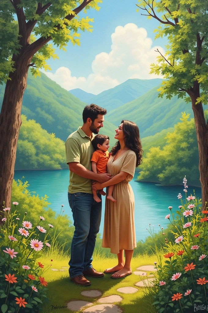 A rough oil painting of a perfect life