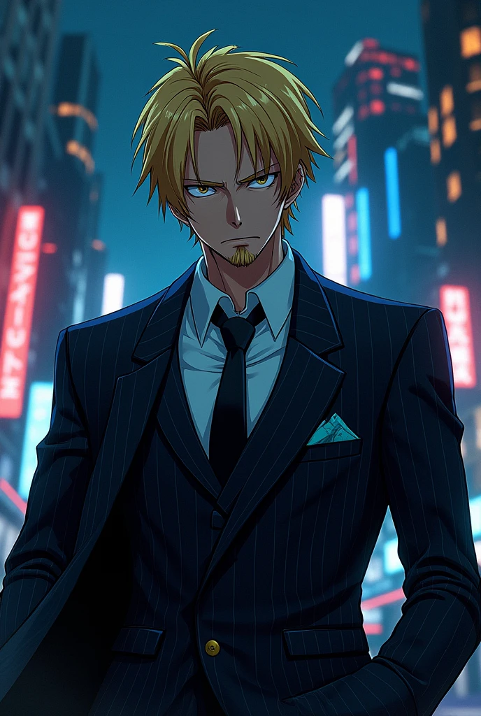 Generate anime wallpaper of sanji as gangster