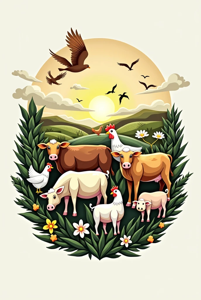 Image with various animals and birds in an agricultural company logo