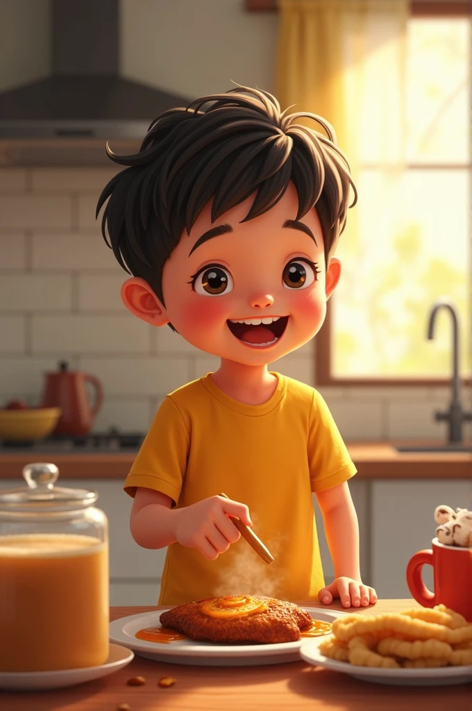 Nunoy is a kid hes a  From the kitchen, the tantalizing aroma of freshly brewed coffee and sizzling tocino mingled with the sounds of Nunoy's cheerful humming as he set the table.