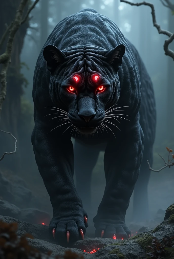 Black jaguar, Eldritch, many eyes, red eyes