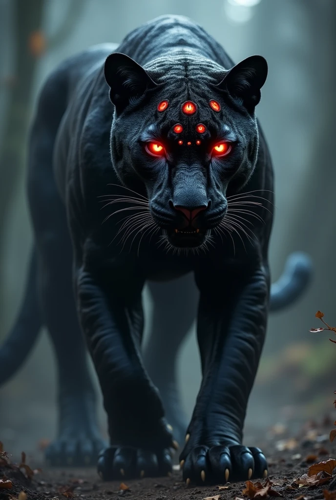 Black jaguar, Eldritch, many eyes, red eyes