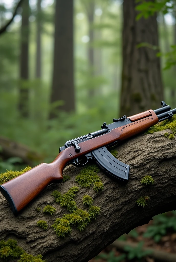 M1 garand sitting on a tree