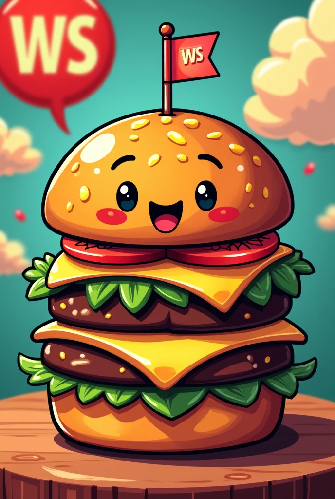 I want a brand logo with vibrant colors, burger shop with initials WS