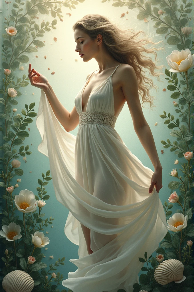 simple logo flowers, heart, harmony, imagination, dance, beauty.