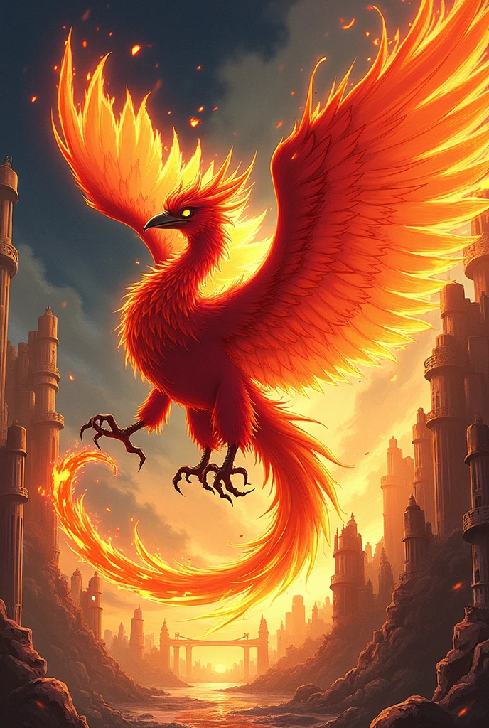 Phoenix in the style of Akira Toriyama