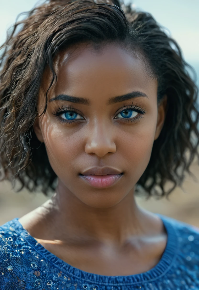 America lady, short, blue top, posing, blue clothing, full body, detailed background, ultradetailed, HD, 8K, highlights, good lighting, ((art by Emmanuelle Moureaux and (Wangechi Mutu:1.1))), nostalgia , Professional high detail photography, detailed skin, textured skin, skin pores, skin details, ((detailed pupils)), high details, photorealistic, sharp focus, nikon d7500 24mm, f/1.4, ISO 100, 1/ 1600s, UHD k, RAW, unedited photography, depth of field, bokeh, dramatic