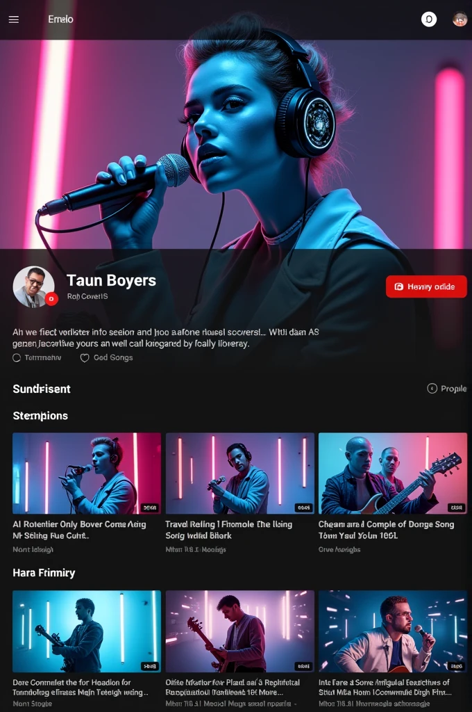 Youtube profile for a channel called AI Music Covers
