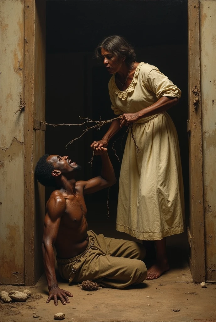 black slave being beaten by white woman