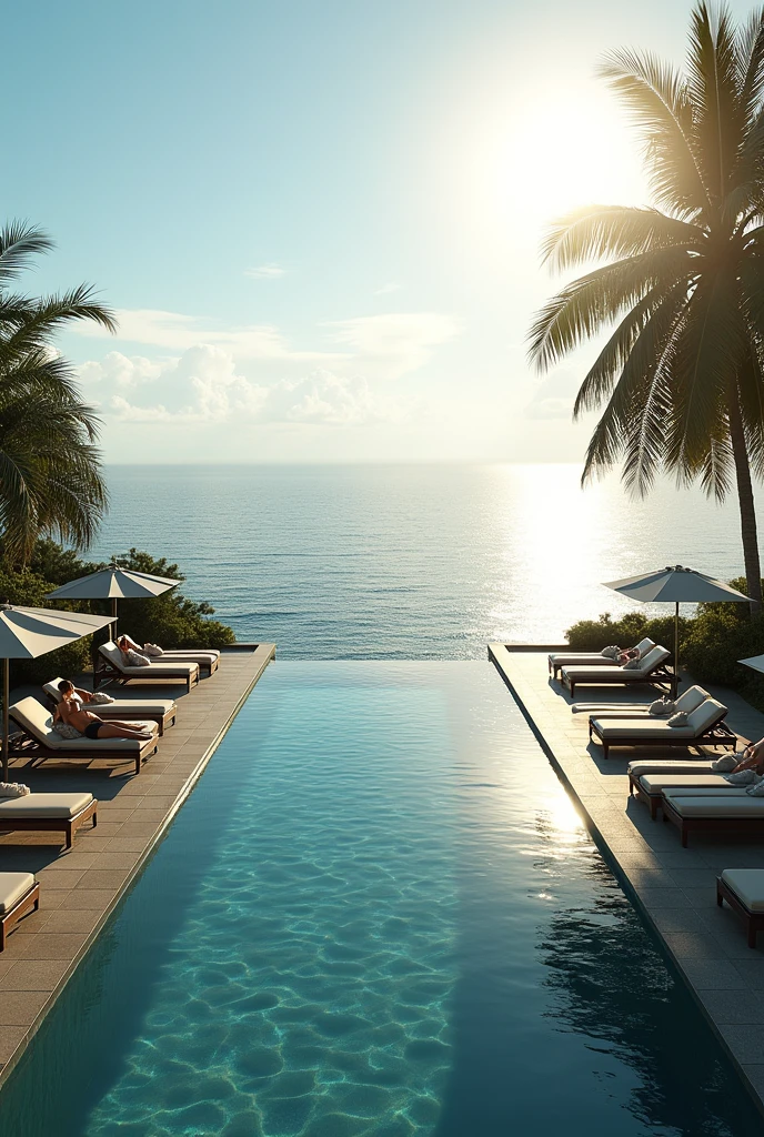 Infinity Pool Relax in the infinity pool overlooking the ocean, surrounded by sun loungers and private cabanas, providing the perfect setting for a relaxing day